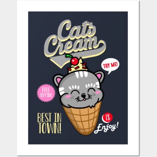 Cats Cream Grey Posters and Art